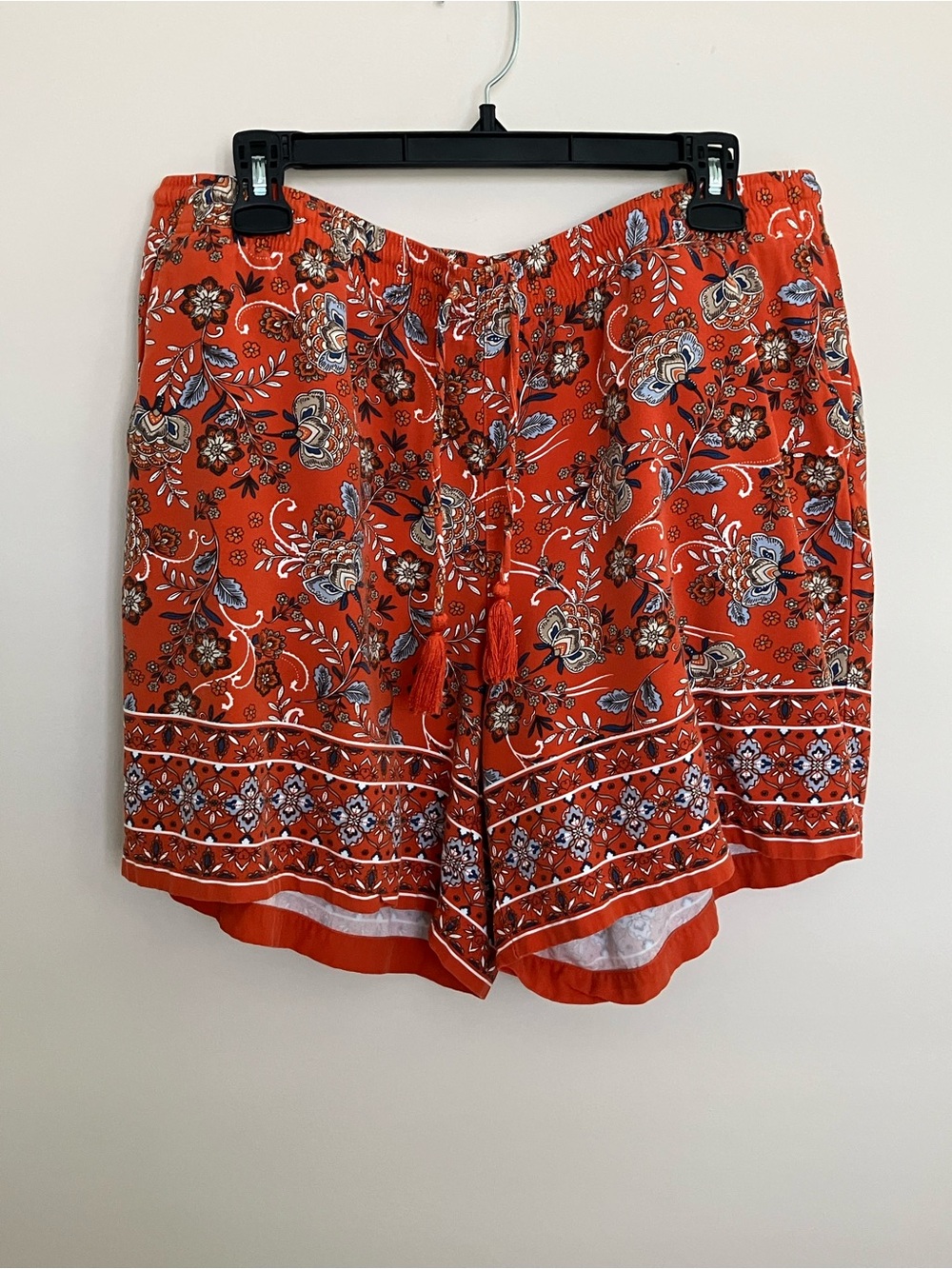 J. Jill Orange Floral Border-Print Shorts